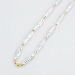 Gold and White Crystal Pearl Necklace